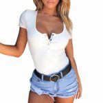 COPPEN Women Top Sexy Solid Tank Short Sleeve Button Blouse T-Shirt
