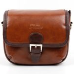 DURAGADGET Small Brown PU Leather Satchel Carry Bag with Customisable Inserts – Suitable for The Panasonic HC-VX870 4K Ultra HD Camcorder