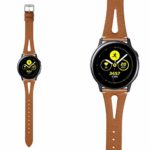 SOCEN Leather Bands for Samsung Galaxy Watch Active 40mm /Galaxy Watch Band 42mm, Women 20mm Replacement Wristband Slim Leather Strap with Breathable Hole for Samsung Galaxy Watch Active 40mm (Brown)