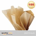 15″ X 20″ Gift Wrap Tissue Paper Light Brown- 100 Sheets by PMLAND