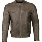 M-Boss-Men’s Armored Leather Scooter Jacket -DISTRESS BROWN-LG