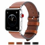 Fullmosa Compatible Apple Watch Band 42mm 44mm 38mm 40mm Genuine Leather iWatch Bands, 38mm 40mm Light Brown + Silver Buckle