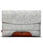 Pack & Smooch Hampshire Sleeve + Smart Keyboard Cover for iPad Pro 12.9″ – Handcrafted in Germany with 100% Wool Felt and Vegetable Tanned Leather – Gray/Tan Light Brown