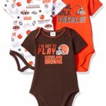 NFL Cleveland Browns Unisex-Baby 3-Pack Short Sleeve Bodysuits, Brown, 3-6 Months