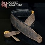 Iconic Leathers 3.25″ Wide Lightly Distressed Dark Brown Dual Padded Leather Guitar and Bass Strap IL-5DBrn