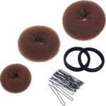 Mudder 3 Pieces Donut Bun Maker Hair Bun Maker Ring Style Bun Maker Set for Chignon Hair Includes Large, Medium and Small (Light Brown)