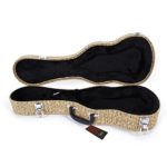 Glarry 24″ Concert Ukulele Case Straw Braid Pattern Leather Guitar Case Light Brown…