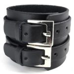 Casoty Jewelry Cool Wide Punk Rock Genuine Leather Tribe Wristband Cuff Bracelet Bangle Rope Black (Brown Opt Available)