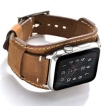 Leotop Compatible with Apple Watch Band 44mm 42mm Men Women Genuine Leather Compatible iwatch Bracelet Wrist Strap Compatible Apple Watch Series 4/3/2/1 (Crazy Horse Cuff Brown, 44/42mm)