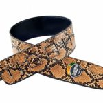 Art Attack Textured Snakeskin Snake Serpent Music Electric Acoustic Ukulele Bass Guitar Strap w/Pick Holder (Light Brown)