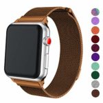 DELELE Bands Compatible for Smartwatch Band 38mm 42mm 40mm 44mm, Milanese Loop Magnetic Metal Replacement Strap with Magnet Lock for SmartWatch Series 4/3 / 2/1 Women Men (Brown, 42mm/44mm)
