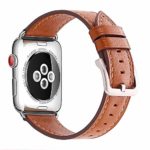 Mkeke Genuine Leather 38mm 40mm Bands Series 3 Series 2 Series 1, Compatible for Apple Watch Band 38mm 40mm, Brown