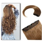 100% Real Hair Extensions Clip in Remy Human Hair 16″ 50g One-piece 5 Clips Long Straight Hair Extensions for Women Gift Wide Weft Soft Silky #6 Light Brown
