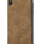 Salawat Compatible iPhone Xs Max Case, Slim PU Leather Vintage Shockproof Phone Case Cover Lightweight Premium Soft TPU Bumper Hard PC Hybrid Protective Case for iPhone Xs Max 2018 (Light Brown)