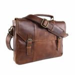 AG Leather Genuine Leather Messenger Bag Briefcase Attache Case 17″ Laptop (Brown light)