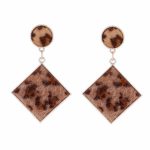 top0dream Earrings Fashion Women Geometric Leopard Pattern Plush Dangle Drop Stud Ear Stud Gift for Girls Teens Women – Light Brown