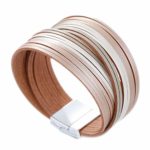 Flamingogogo Leather Bracelets for Women Fashion Gradient Color Slim Strips Multilayer Wrap Bracelet Female Jewelry