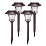 Sunwind Solar Garden Lights Outdoor Solar Pathway Lights Waterproof with Glass and Matte Brown Painted Stainless Steel Landscape Light Warm White for Lawn/Patio/Yard/Walkway/Driveway 4 Pack