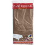 Plastic Party Tablecloths – Disposable, Rectangular Tablecovers – 4 Pack – Chestnut – By Party Dimensions