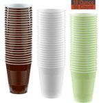 18 oz Party Cups, 96 Count – Brown, White, Leaf Green – 32 Each Color
