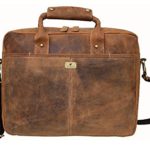 Devil Hunter 16 inch Vintage Buffalo Leather Messenger Satchel Laptop Briefcase Men’s Bag Crazy Vintage Leather Messenger (Light Brown)
