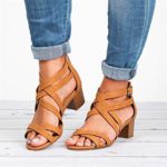 Amlaiworld Women Heeled Sandals Fashion Hollow Out Ankle Strap Sandals Wedding Shoes Open Toe Strappy Platform Sandals Brown