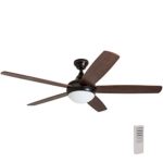 Prominence Home 80093-01 Ashby Ceiling Fan with Remote Control and Dimmable Integrated LED Light Frosted Fixture, 52″ Contemporary Indoor, 5 Blades Light Oak/Newport Brown, Oil-Rubbed Bronze