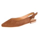 Aunimeifly Ladies Solid Color Buckle Pointed Toe Flats Women Slingbacks Rome Sandals Casual Single Shoes Brown