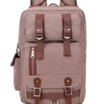 Crest Design Canvas Hiking Travel Daypacks School 16 inch Laptop Backpack Rucksack 30L (Light Brown)
