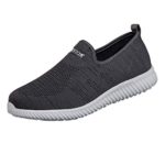 Emimarol Men’s Sneakers Fashion Couples Breathable Slip On Sports Running Loafers Shoes Sneakers Dark Gray