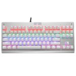 E-YOOSO Mechanical Gaming Keyboard, 87 Keys Compact USB Wired Keyboard with Brown Switches Aluminum Alloy Construction for PC Games (Brown Switch White)