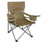 Suzeten Oversized Folding Camping Chairs Quad Arm Chair with Heavy Duty Lumbar Back Support, Cooler Cup Holder, Back Mesh Pocket, Shoulder Strap Carrying Bag, Supports 500 lbs, Light Brown