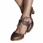 Cenglings Women’s Vintage Round Toe Ankle Strap Sandals Slip On High Chunky Heel Mary Jane Shoes Dress Sandals Brown