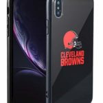 Sportula NFL Phone Case – 9H Tempered Glass Back Cover and Silicone Rubber Bumper Frame Compatible Apple iPhone X/iPhone Xs (Cleveland Browns)