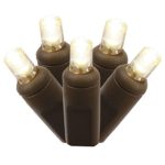 Vickerman Set of 100 Warm White Commercial Grade LED Wide Angle Christmas Lights – Brown Wire