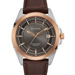 Bulova Men’s 98B267 Stainless Steel Brown Leather Band Dress Watch