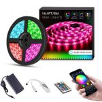 Sanwo WiFi LED Lights Strip Kit, Wireless Remote Controller, 12V Power Adapter, 16.4ft 300LEDS 5050 RGB Waterproof IP65 Strip Light, Rope Lights Fixing Clips, Work with Alexa, iOS and Android