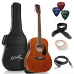 Ashthorpe Full-Size Dreadnought Acoustic-Electric Guitar Bundle – Premium Tonewoods – Brown