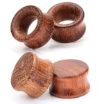 CABBE KALLO 2Pair Natural Wood Ear Tunnels and Plugs Vintage Brown Wooden Ear Stretcher Gauges