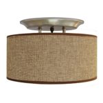 Dream Lighting 12Volt DC Fabric Light Fixture with Brown Burlap Elliptical Oval Ceiling Light Shade – LED Decor Lamp with Switch- 0.49A, 6W,