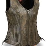 WOMEN’S MOTORCYCLE RIDERS DISTRESSED BROWN SOFT LEATHER VEST W/SIDE LACES NEW (Regular Regular M Regular)