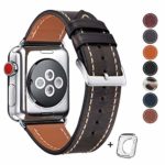 Compatible for Apple Watch Band 42mm 44mm Mens, Top Grain Leather Band Replacement Strap iWatch Series 4, 3, 2, 1,Sport Edition 2019 New Retro Leather (Retro Pearl Dark Brown Band+Silver Buckle)