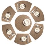 U’Artlines Wedge Place Mat With Center 14 Inch Round placemats Heat Insulation Stain-resistant Washable Vinyl Placemats Set of 7 (Set of 7, Light Brown)