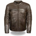 Milwaukee Leather ML1408RT Men’s Sporty Crossover Retro Brown Leather Scooter Jacket with Gun Pocket – Brown/Small – SM
