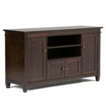 Simpli Home 3AXCCRL-08 Carlton Solid Wood 54 inch Wide Contemporary TV Media Stand in Tobacco Brown  For TVs up to 60 inches