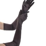 JISEN Women 20s Formal Bridal Satin Banquet Party Wedding Opera Colorful Gloves 22 Inch Coffee