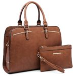 Dasein Women Satchel Handbag Shoulder Purse Top Handle Work Bag Tote Bag With Matching Wallet (Brown)