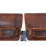 ENVOUGE INDIA Saddle Bags for Motorcycles -Leather Panniers Brown Bag -Large Capacity Classic Saddlebags for Bike Scooter Honda Suzuki Yamaha HD Street Sportster Side Pouch panniers (2 Bags)