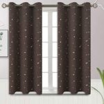 BGment Kids Blackout Curtains for Bedroom – Grommet Thermal Insulated Silver Star Print Room Darkening Curtains for Living Room, Set of 2 Panels (38 x 54 Inch, Brown)