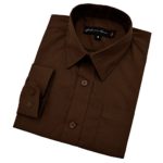 Johnnie Lene Big Boy’s Long Sleeves Solid Dress Shirt #JL32 (12, Brown)